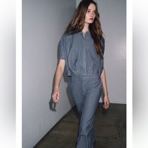 Zara ZW Collection Pleated Denim Shirt - NWT Medium